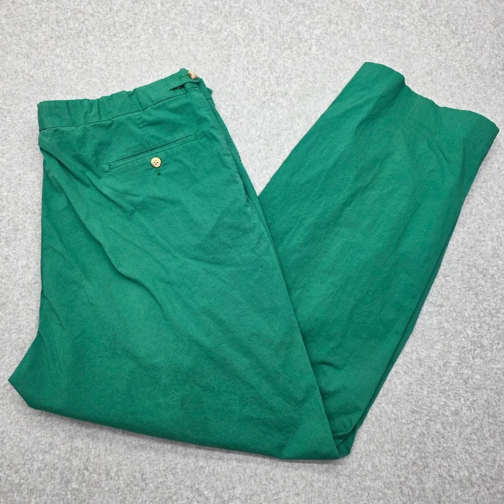Polo Ralph Lauren Green Pleated Chino Pants Women's Size 16 100% Cotton - Picture 1 of 14